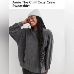 Aerie Gray Cozy Crew Sweatshirt